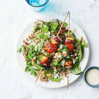 Quick Sticky Vegetable Kebabs With Quinoa Salad