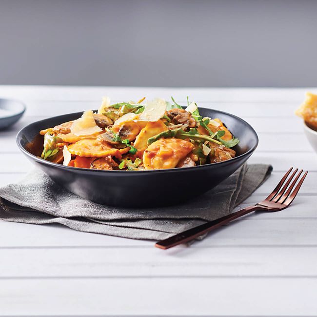 Latina Fresh Ricotta & Spinach Agnolotti With Sun-Dried Tomato Sauce & Mushrooms