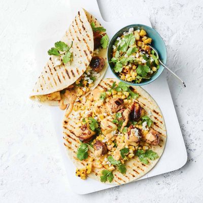 Speedy Haloumi, Meatball & Corn Salsa Wraps