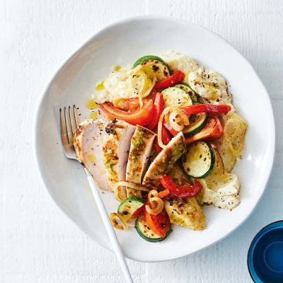 Easy Pesto Chicken With Cauliflower Mash