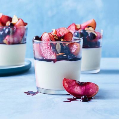 Roasted Nectarine & Blueberry Panna Cotta