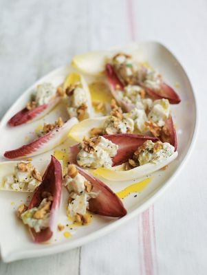 Chicory Boats With Gorgonzola, Pear & Walnuts