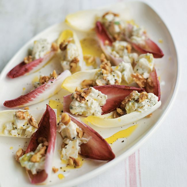 Chicory Boats With Gorgonzola, Pear & Walnuts