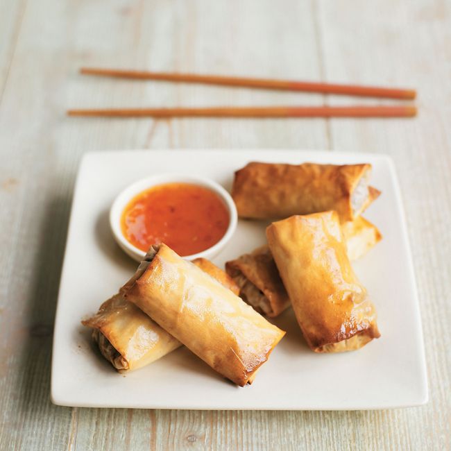 Vegetable Spring Rolls With Chilli Sauce