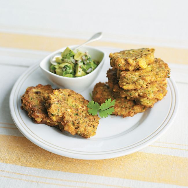 Sweetcorn Cakes with Avocado Salsa