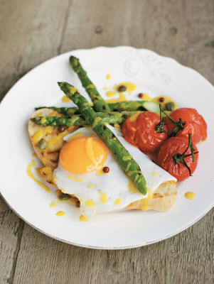 Griddled Asparagus With Caper Dressing & Ducksâ€™ Eggs