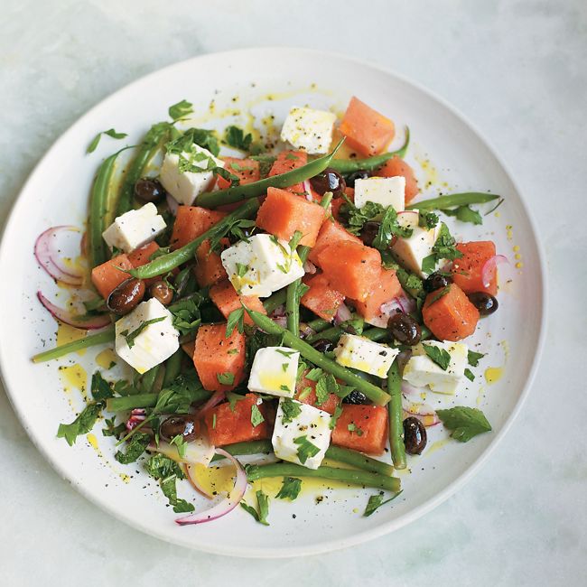 Watermelon, Olive, Green Bean & Feta Salad