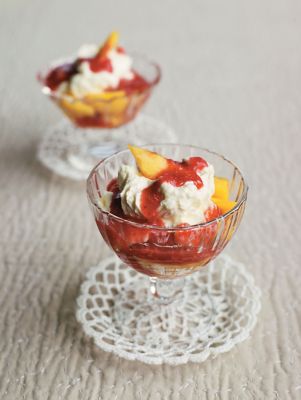 Peach & Raspberry Cheesecake Pots
