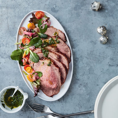 Barbecued Bolar Blade Roast Beef With Chimichurri