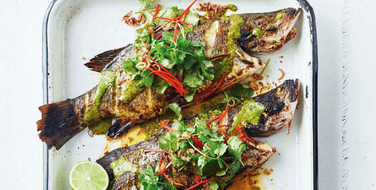 Barbecued Barramundi With Thai Green Dressing Recipe Woolworths