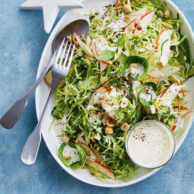 Brussels Sprout Slaw With Apples & Mint