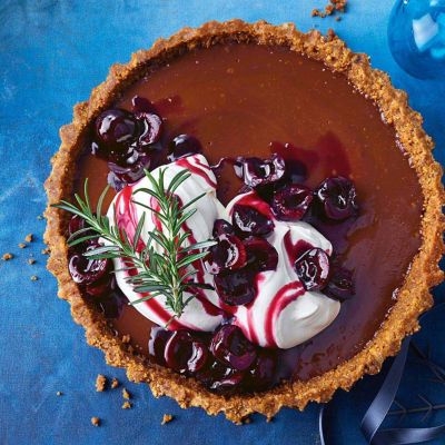 Cheat's Gingerbread & Choc Tart With Cherries