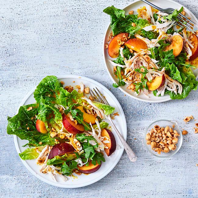 Nectarine, Peach, Chicken & Baby Cos Salad