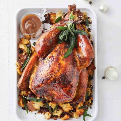 Roast Turkey Stuffed With Pistachios And Cranberries