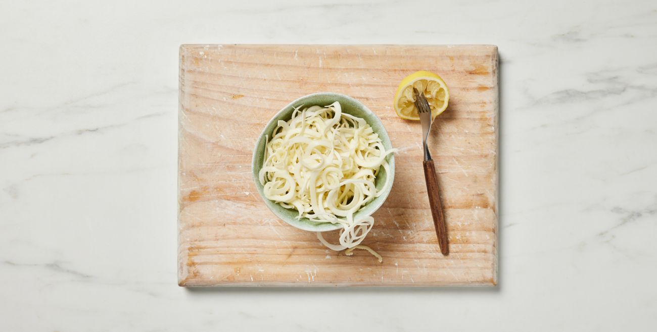 Spiralised parsnips