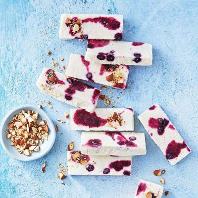 Blueberry & Almond Frozen Yoghurt Slice