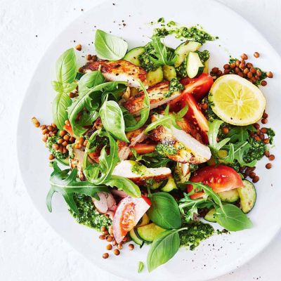 Lemon & Pepper Chicken Salad With Pesto