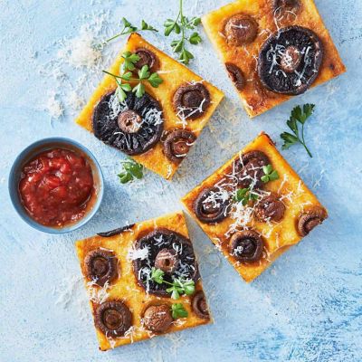 Mushrooom & Cheese Polenta Slice
