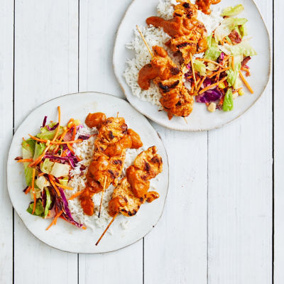 Quick Butter Chicken Skewers With Buffalo Salad