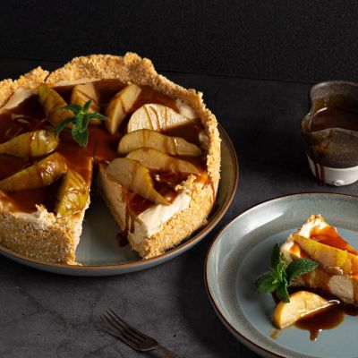 Soy Caramel Roasted Pear Cheesecake