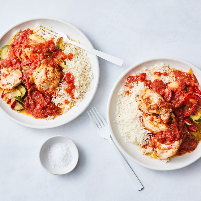 Baked Chicken, Tomato & Veggies With Rice