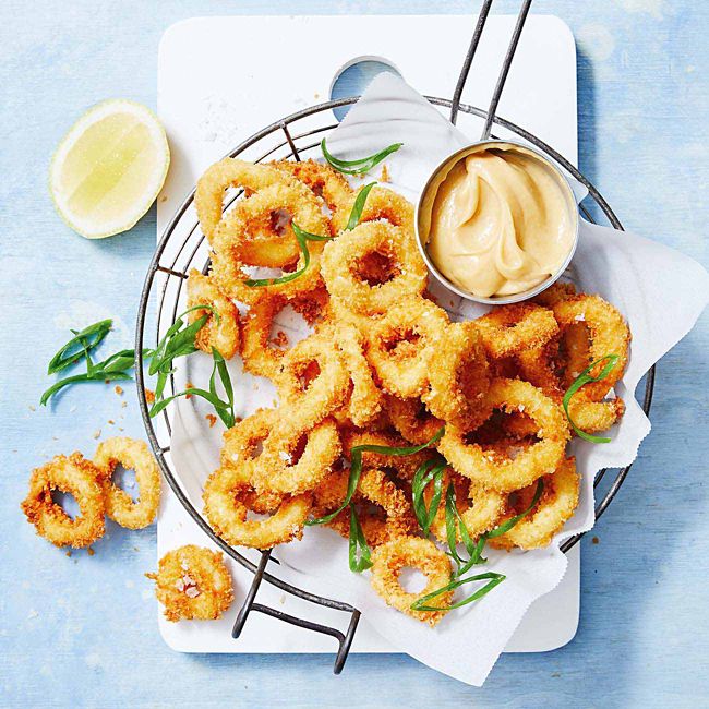 Crumbed Calamari With Miso Mayonnaise