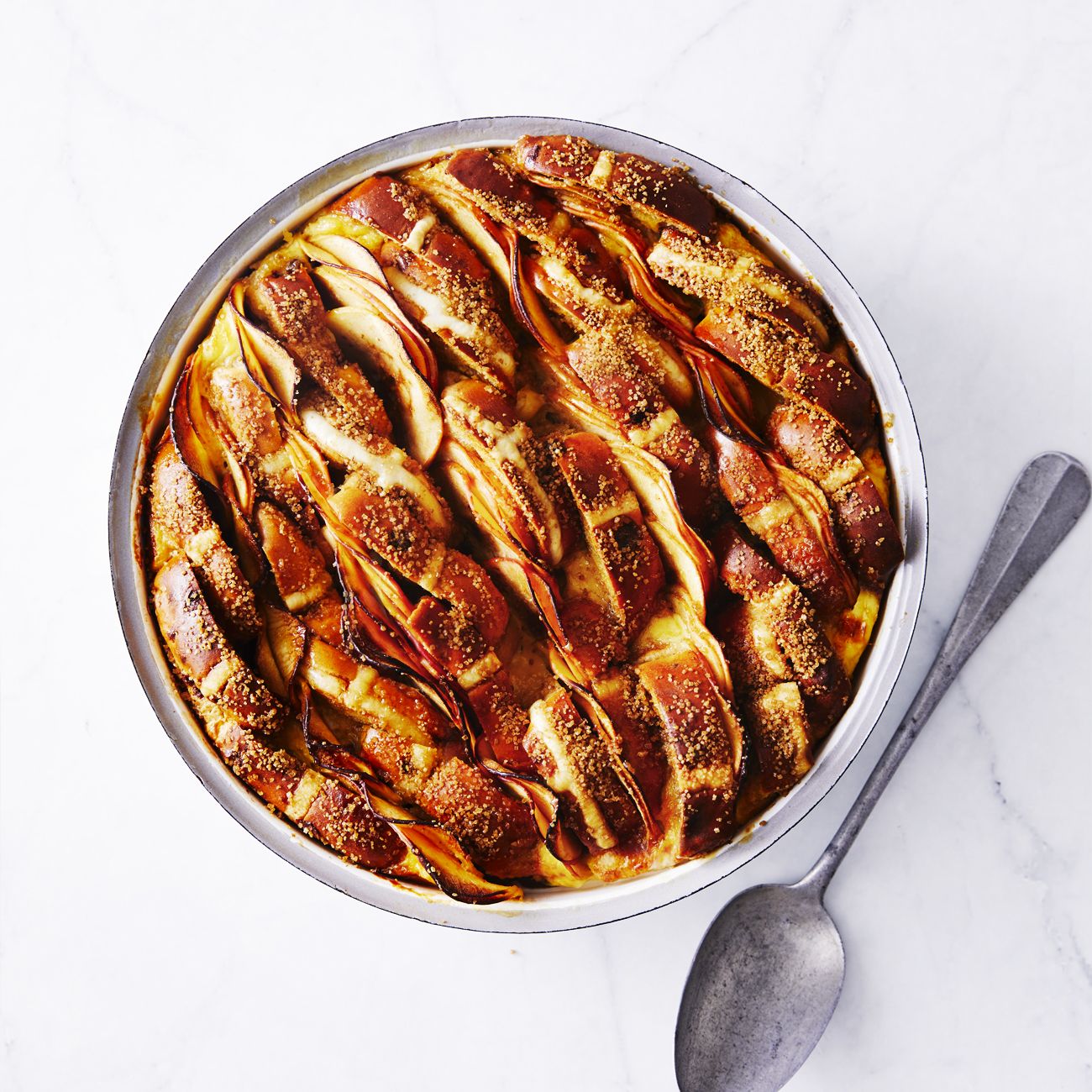 Apple bun and butter pudding