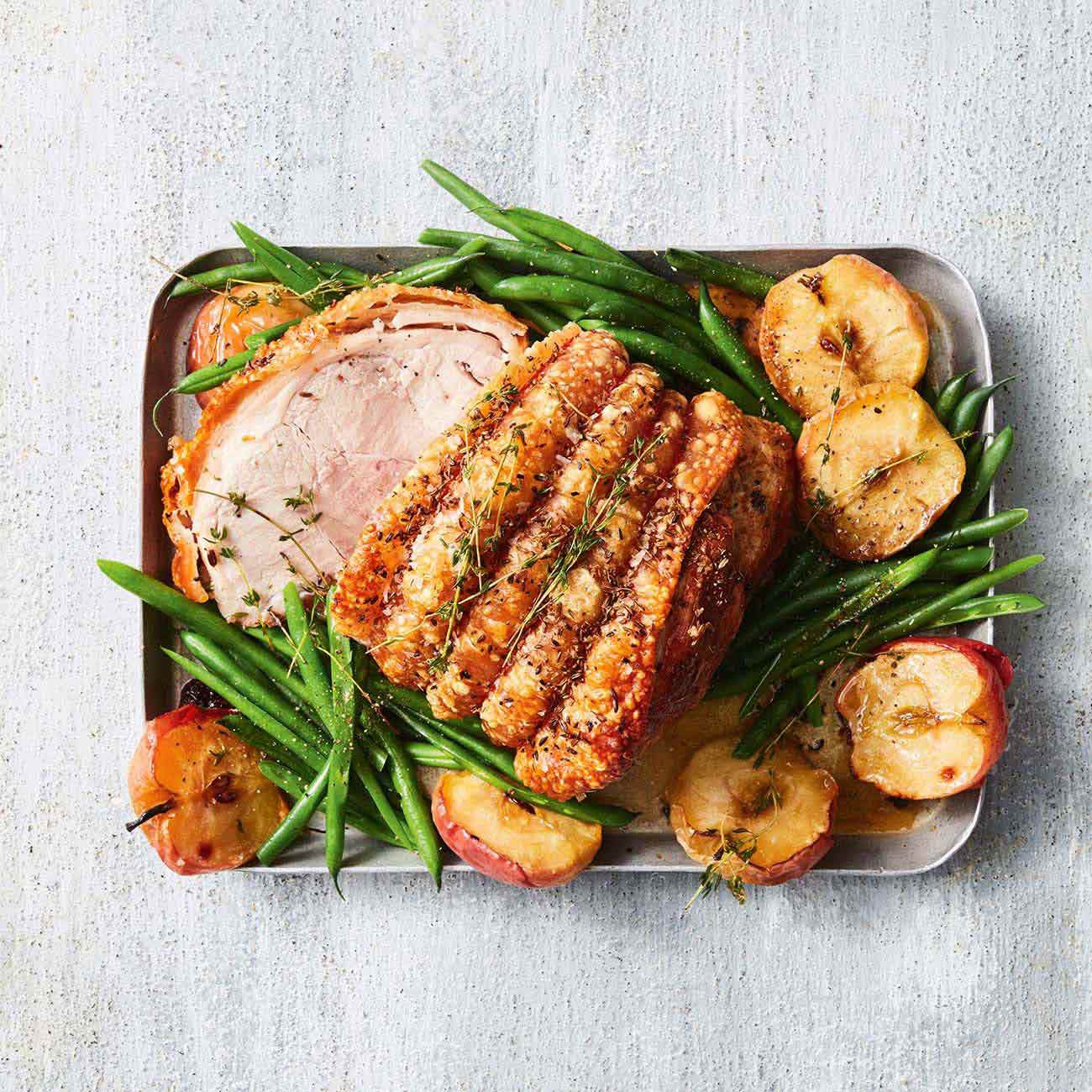 Crispy Roast Pork with Baked Apples