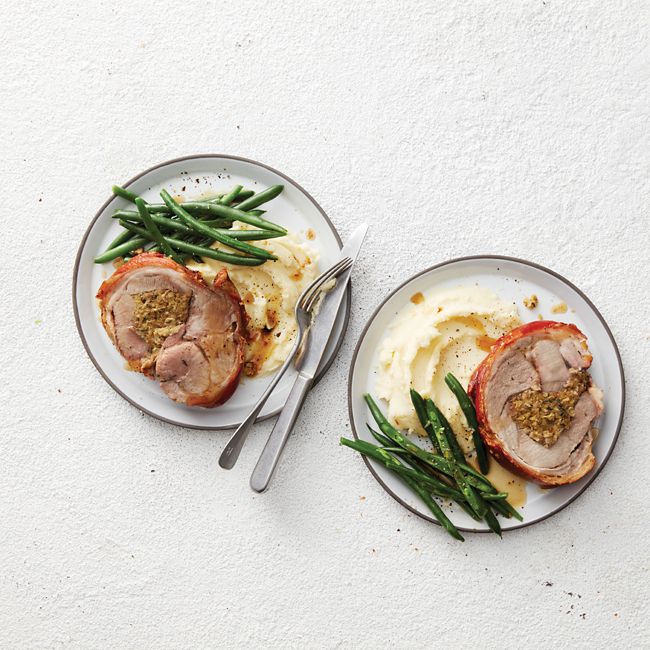 Easy roast pork with apple stuffing