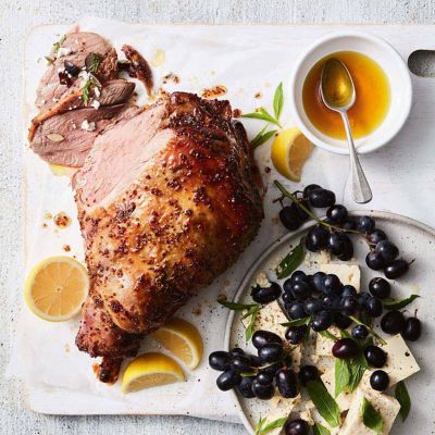 Maple-Glazed Lamb With Black Grapes & Feta