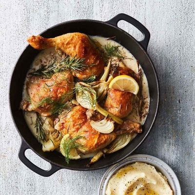 Roasted Coq Au Vin Blanc