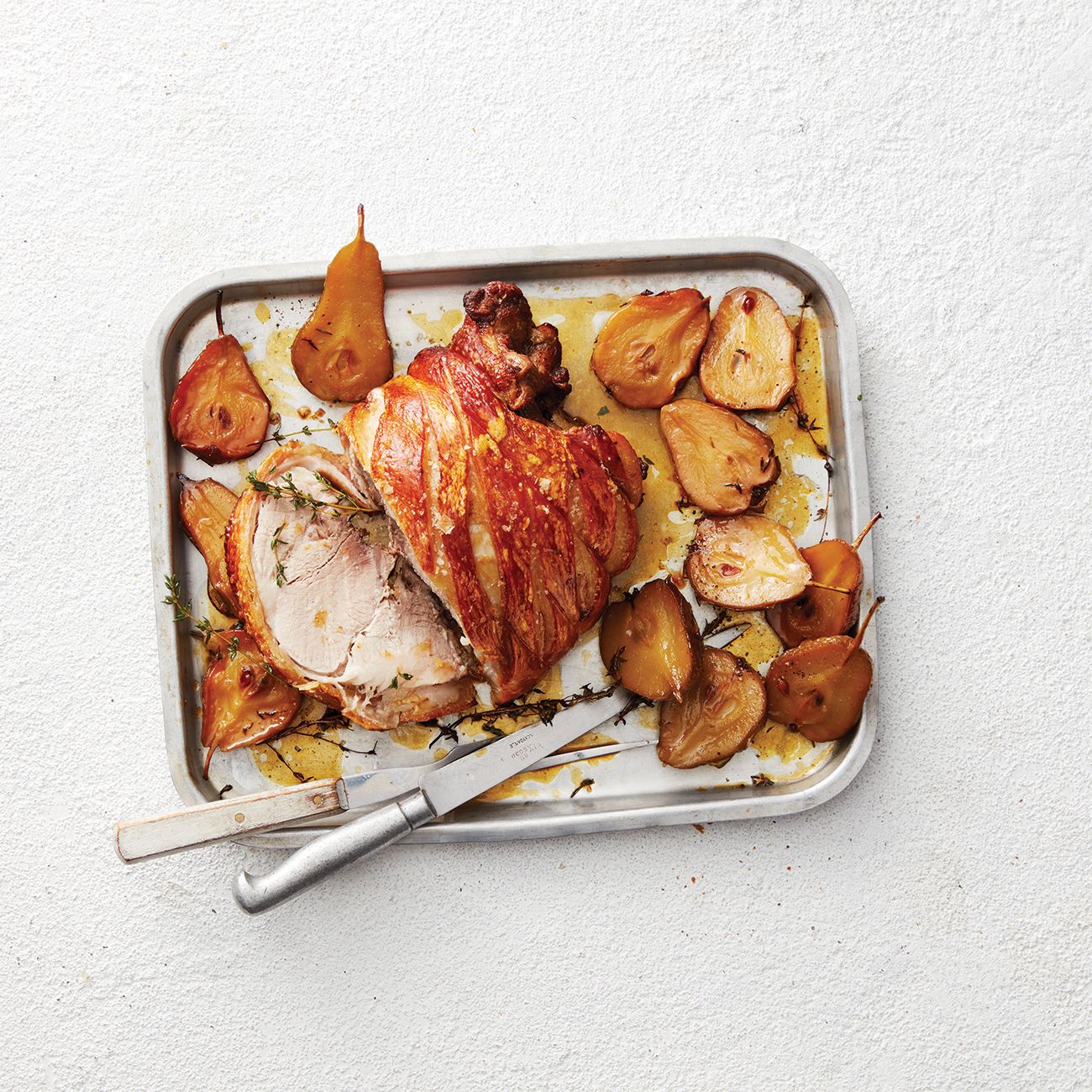 Simple roast pork with honey pears