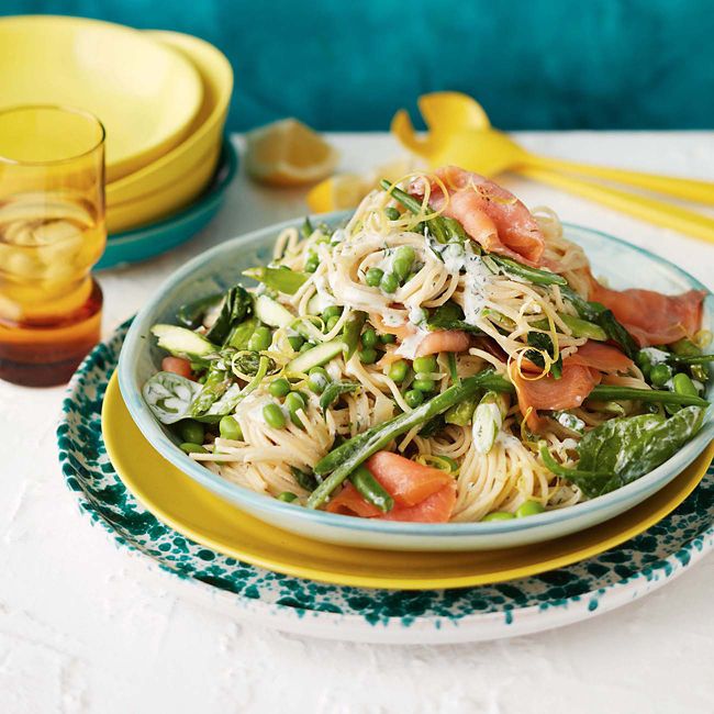 Smoked Salmon and Spring Vegetable Spaghetti