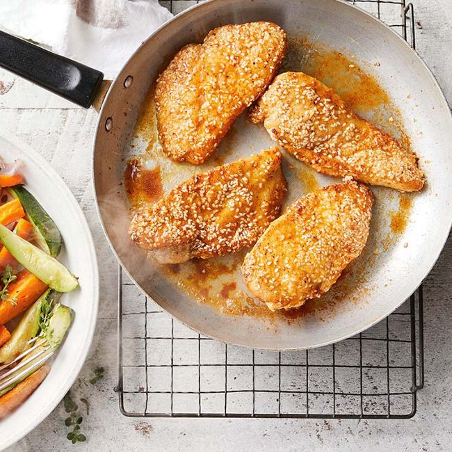 Sesame-Crusted Chicken with Roast Veg Medley