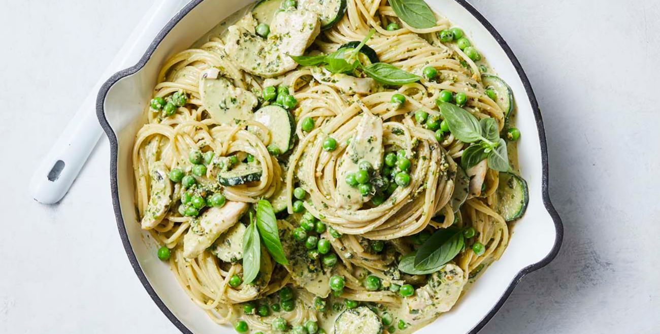 Onepot Creamy Chicken Pesto Pasta Recipe Woolworths