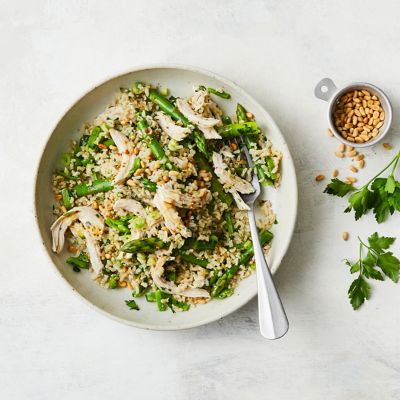 Poached chicken and rice salad