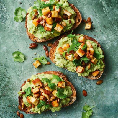 Smashed Avo On Toast With Fried Haloumi