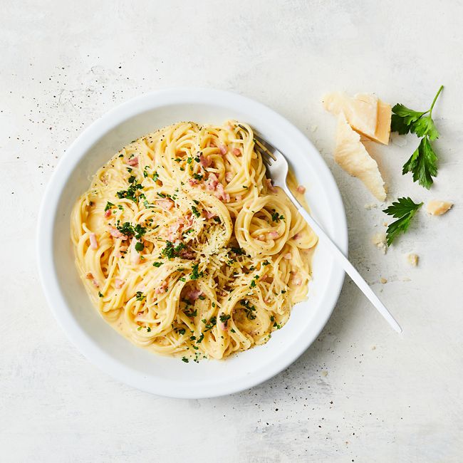 Three-Cheese Spaghetti Carbonara