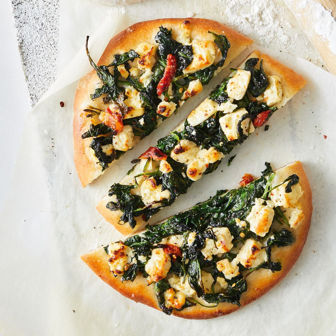 Fetta and Spinach Pizzas