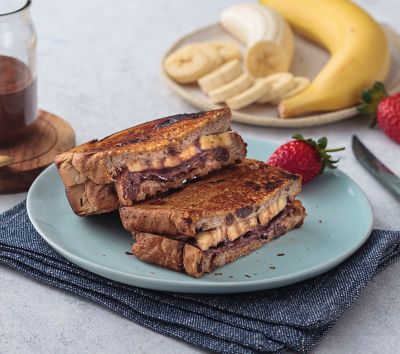 Fruit Loaf Toastie with Banana & Choc Hazelnut Spread