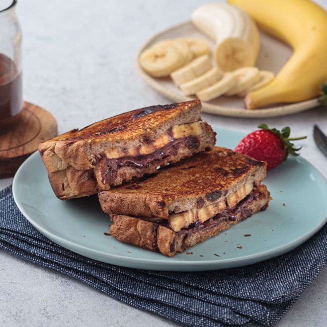 Fruit Loaf Toastie with Banana & Choc Hazelnut Spread