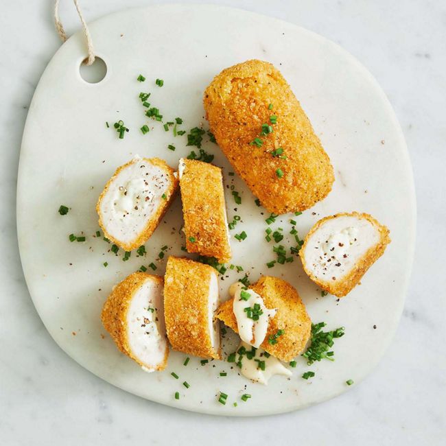Garlic chicken Kyiv with cheesy sauce