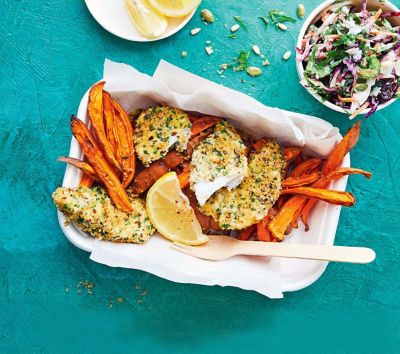 Healthier air-fryer fish and chips
