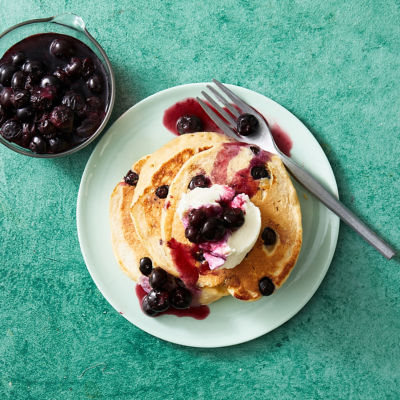 Healthier Blueberry and Ricotta Pancakes