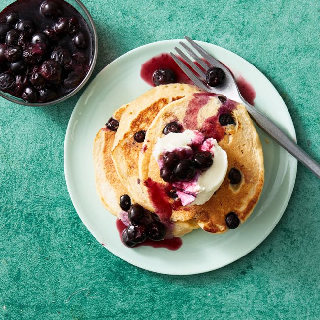 Healthier Blueberry & Ricotta Pancakes