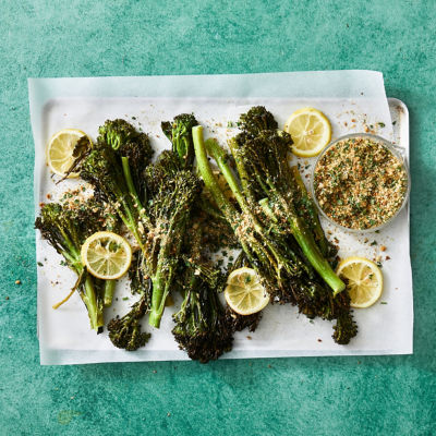 Healthier Roasted Broccolini With Parmesan Crumb