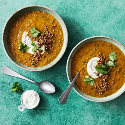 Healthier Spiced Sweet Potato and Lentil Soup