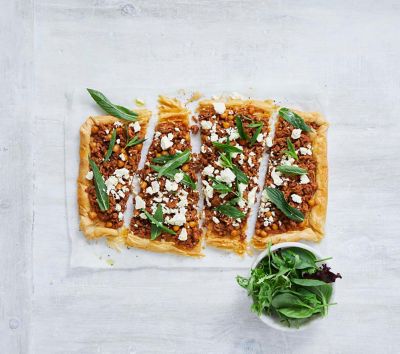 Morrocan lamb tart with mint and feta