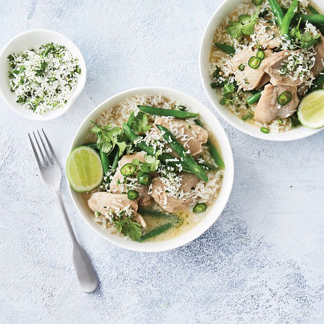 Thai green curry with coconut chilli sambal