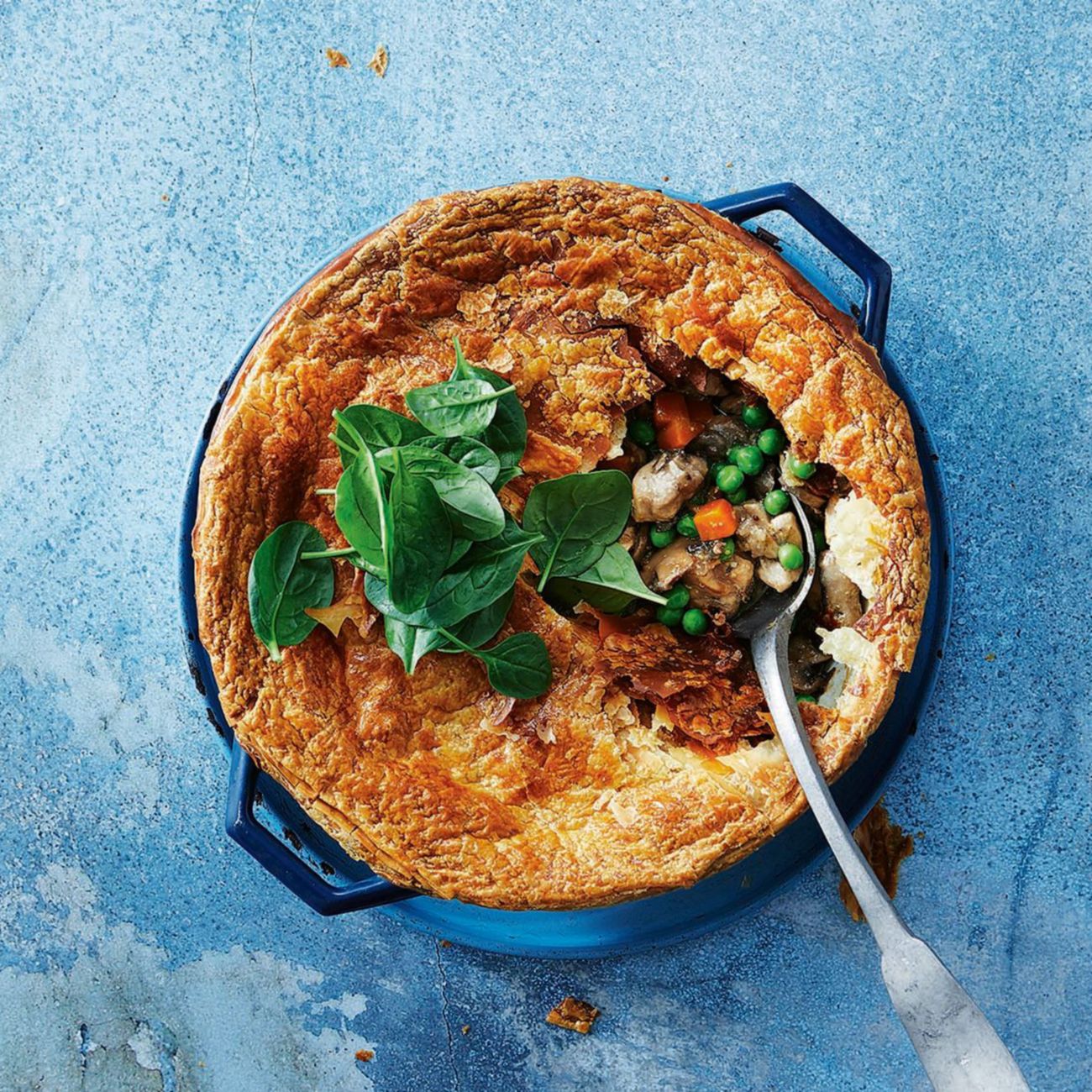 Toss ’n’ bake chicken & mushroom pie